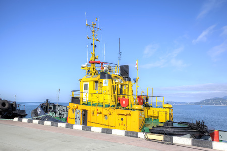 Fire boat at the pier. Batumi, Georgiaのeditorial素材