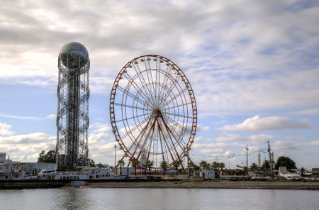 View of the embankment of the city from the sea. Batumi, Georgiaのeditorial素材