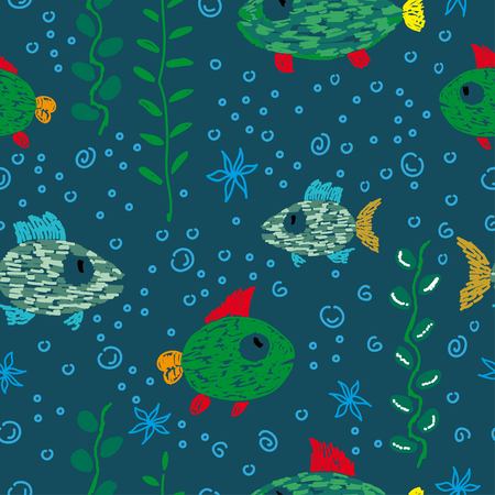seamless pattern with fishesのイラスト素材