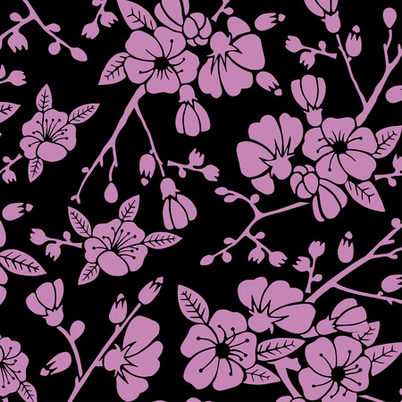 Summer seamless pattern with flowers, watercolor illustrationのイラスト素材