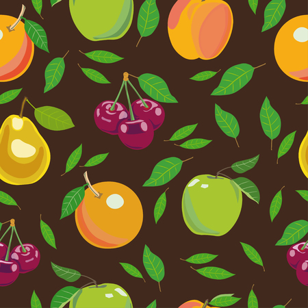 seamless pattern with tropical fruits and flowersのイラスト素材