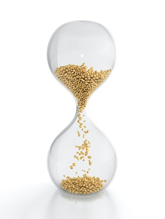 3D render of hourglass with golden grainの写真素材