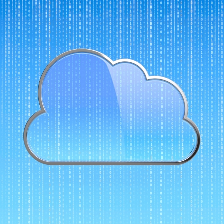 3D illustration of blue computing cloud diagramの写真素材