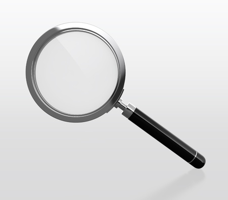 3D illustration of magnifying glass on white backgroundの写真素材
