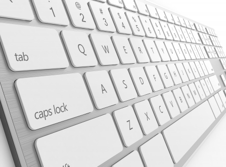 3D render of keyboard isolated on white backgroundの写真素材