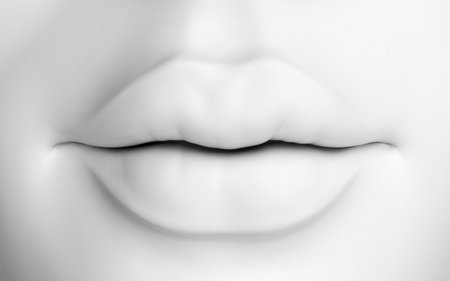 3D illustration of white abstract female lipsの写真素材