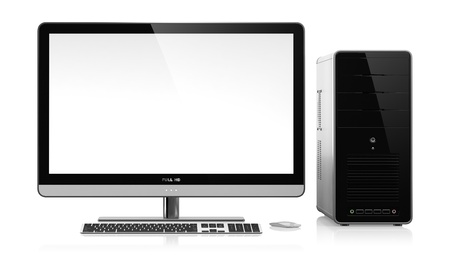 3D illustration of modern computer isolated on white backgroundの写真素材