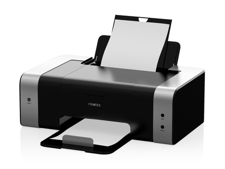 3D illustration of modern laser printer isolated on white background