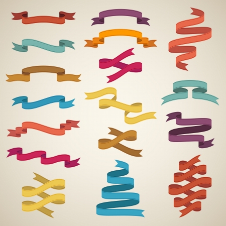 Vector set of different retro styled ribbonsのイラスト素材