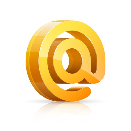 Vector illustration of 3D golden, glossy email icon isolated on white background.のイラスト素材
