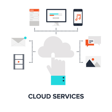 Vector illustration of cloud computing concept on different electronic devices.のイラスト素材