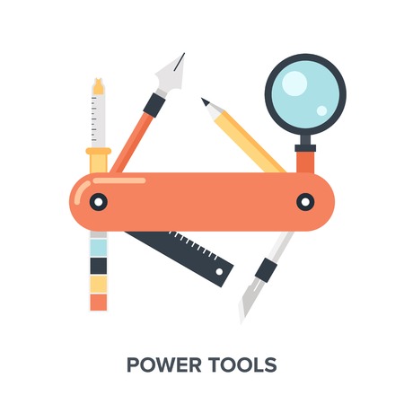 Abstract flat vector illustration concept of design and development tools.