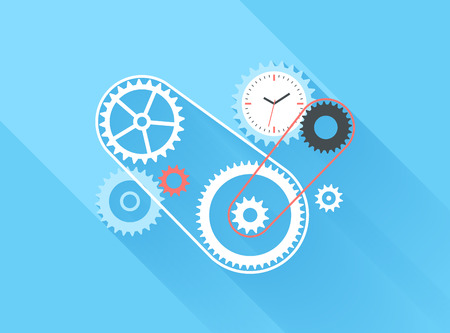 Vector illustration concept of time management isolated on blue background with long shadow.のイラスト素材