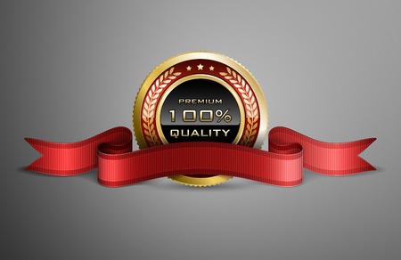 High detailed vector award ribbon isolated on dark gray background.のイラスト素材