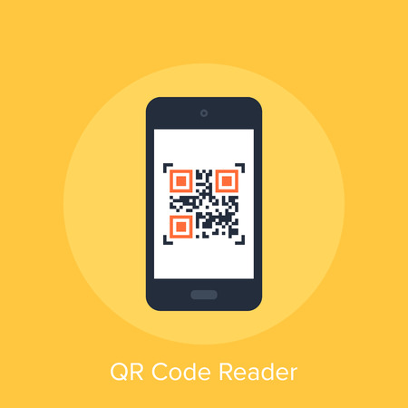 Vector illustration of QR code reader flat design concept.