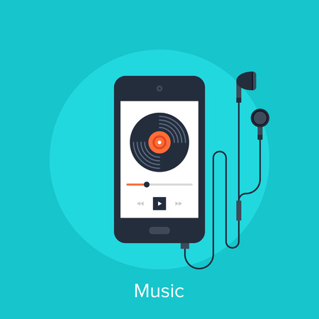 Vector illustration of music player flat design concept.のイラスト素材