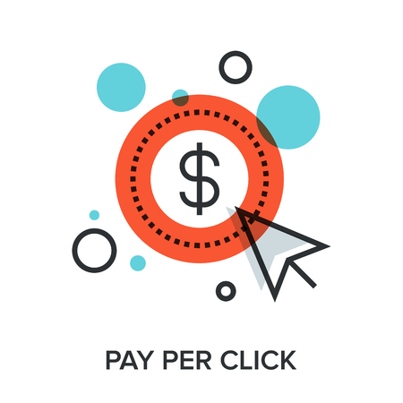 Vector illustration of pay per click flat line design concept.のイラスト素材