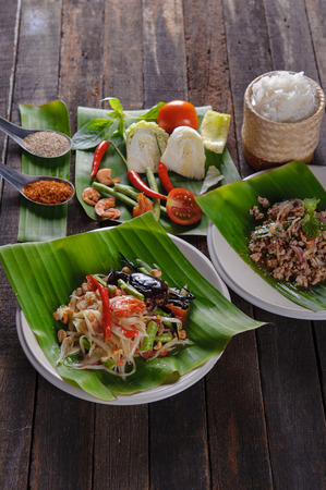 SomTam, Spicy papaya salad with salted crabの写真素材