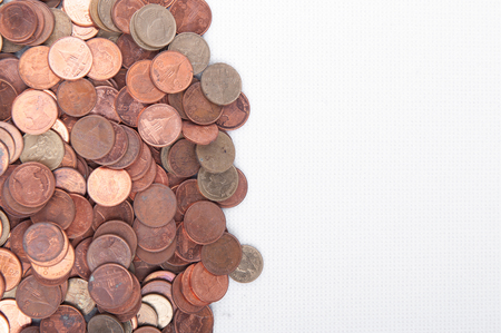 Thai baht coins. Coins of Thailand. Many of Thai baht coins backgroundの写真素材