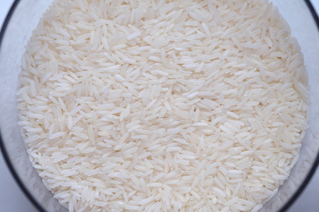 Top view raw rice, Healthy food. Close up, high resolution productの写真素材