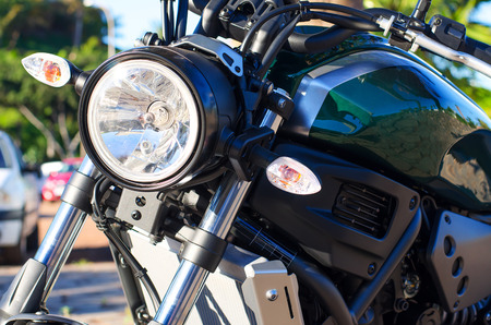 Close up of  headlight. Motorcycle detail.の写真素材