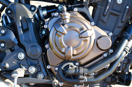 Close up of motorcycle engine, backgroundの写真素材