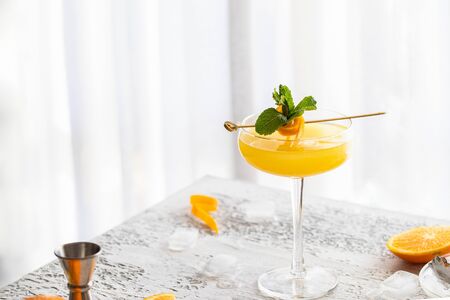 Famous alcoholic drink of Valencia is Agua de Valencia or the water of Valencia, mix of cava, orange juice, vodka and gin.の写真素材