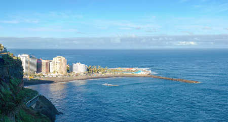 View of Martianez beach in Puerto de la Cruz, Tenerife, Spain.e