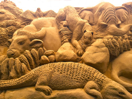 Sand art in Indian beachの写真素材