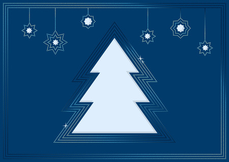 Holiday background for Christmas and New Year card with picture of Christmas tree, balls and place for textのイラスト素材