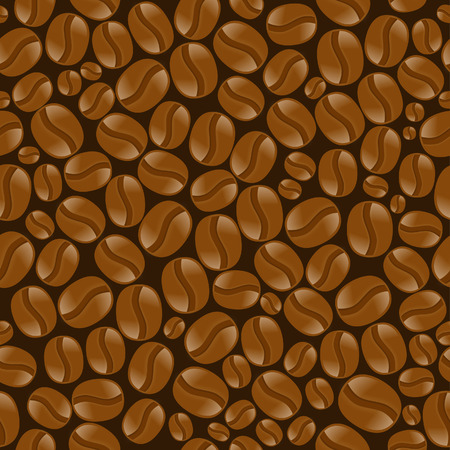 Seamless square brown background with pattern of coffee beansの写真素材