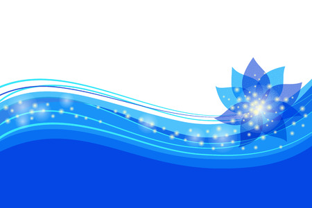 Abstract floral with blue flower and linesのイラスト素材