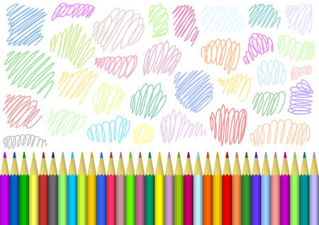 Creative background with bright colored pencils and light pattern with colored linesのイラスト素材