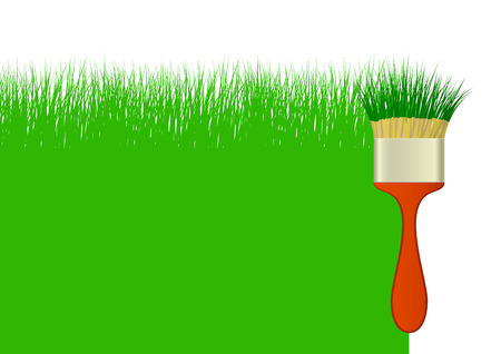 Creative background with grass and brushのイラスト素材
