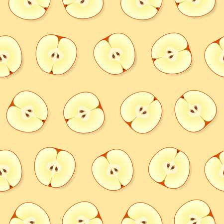 Seamless pattern with slices of apples on beige backgroundのイラスト素材