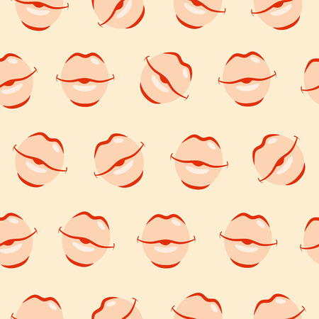 Seamless pattern with stylized lips for kiss on a light backgroundのイラスト素材