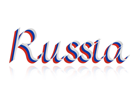 Russia inscription of tricolor ribbons of national flagのイラスト素材