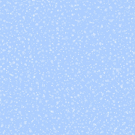 Seamless pattern with round snowflakes varying size and transparency, with little stars, on blue backgroundのイラスト素材