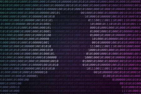 Dark silhouette of man's head over binary code. Concept of digital storage of personal data, private...