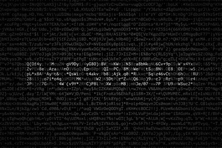 Light symbols are forming together word PASSWORD over surface of different dark symbols. Concept of password creating, password-protected data, information security. Modern technologies. Monochromeのイラスト素材