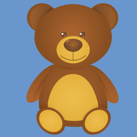 Brown Bear isolate on blue background, Teddy bear Clip Art, Cute bear, Bea Cartoon Character - Cartoon Clip Artのイラスト素材