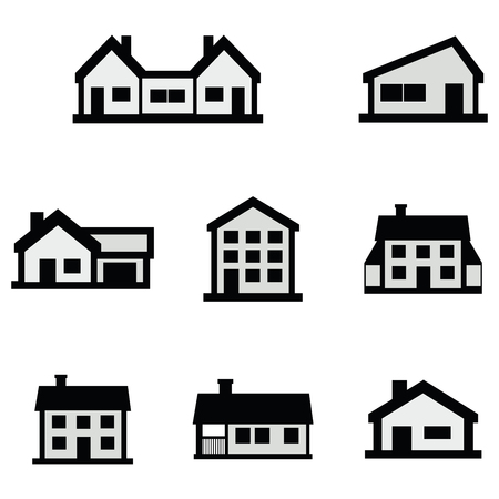 Houses icons set. Simple illustration of 8 houses vector icons for web.のイラスト素材
