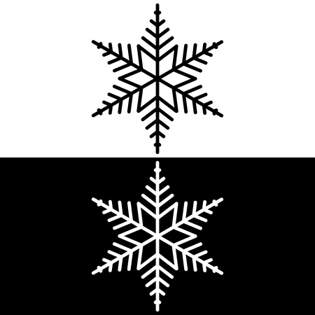 black snowflake on white background and snowflake on a black backgroundのイラスト素材
