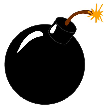 A classic cartoon style black round bomb on the end and ready to explode!のイラスト素材