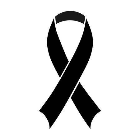 Stock vector illustration black awareness ribbon on white background. Mourning and melanoma symbol. Terrorism. Mourning ribbon, death. EPS 10のイラスト素材