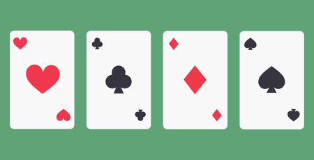 Game cards flat icon isolated on green background. Simple Game cards in flat style, vector illustration.のイラスト素材