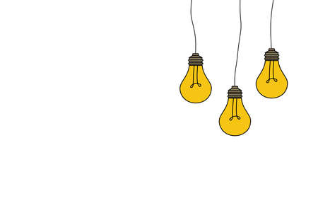 Idea concept background. Glowing yellow light bulb as inspiration concept. Light sign ideas. light bulb icon. Bulb light idea. Creative idea in bulb shape. Bulb icons with idea. New ideaのイラスト素材