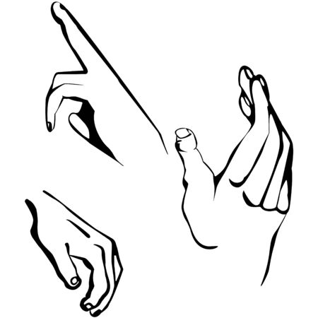 Hands set. Hand drawn male handsのイラスト素材