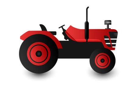 Flat red farm tractorのイラスト素材