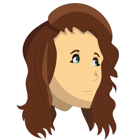 Face of young happy woman in anime styleのイラスト素材